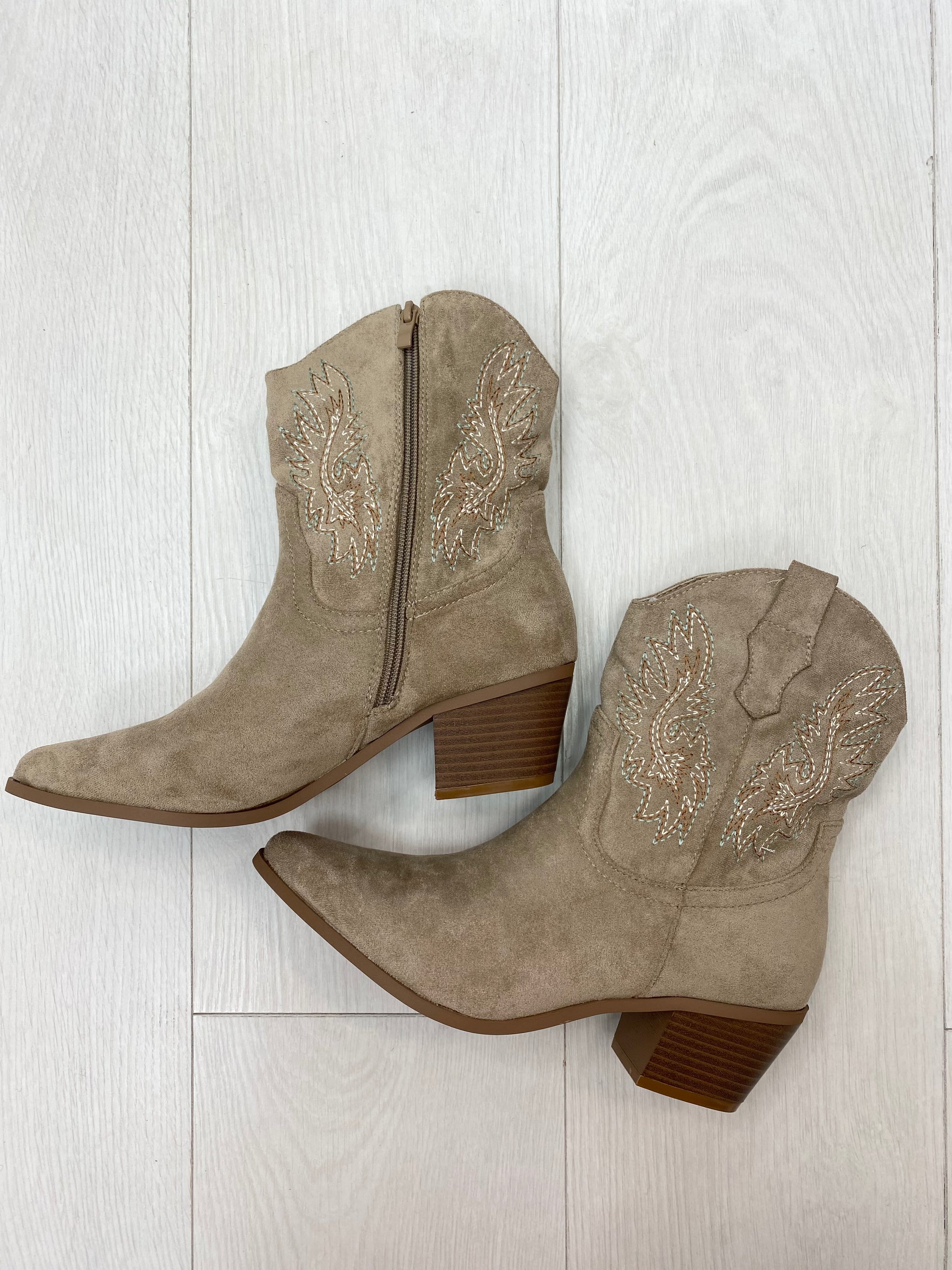 Gerardo Faux Suede Western Ankle Boots