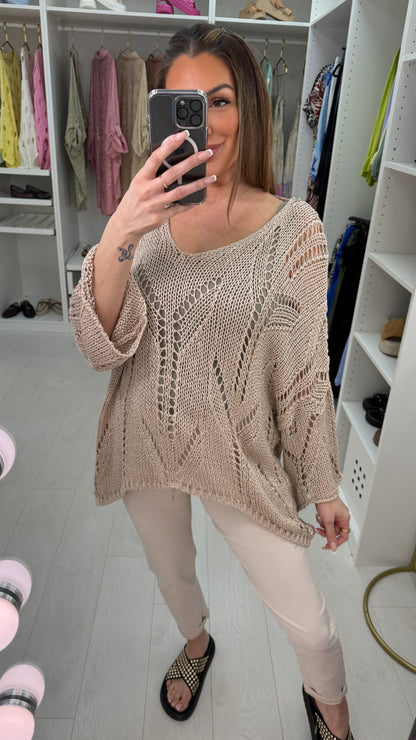 Sharna Loose Fit Crochet Longline Top