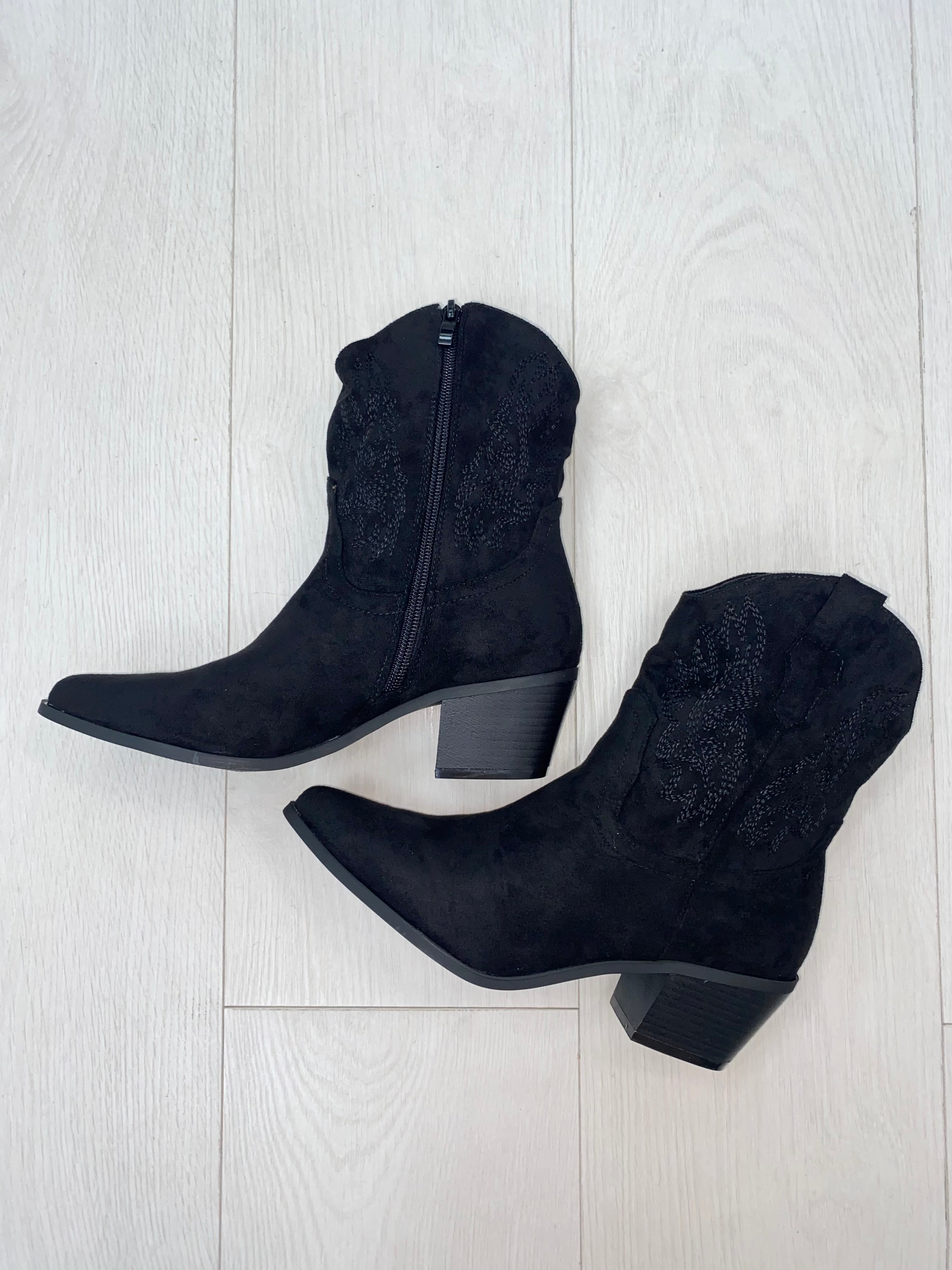Gerardo Faux Suede Western Ankle Boots