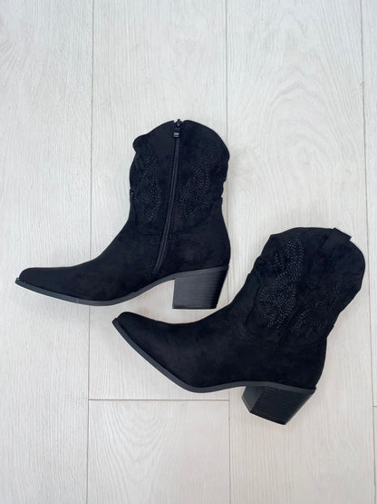 Gerardo Faux Suede Western Ankle Boots