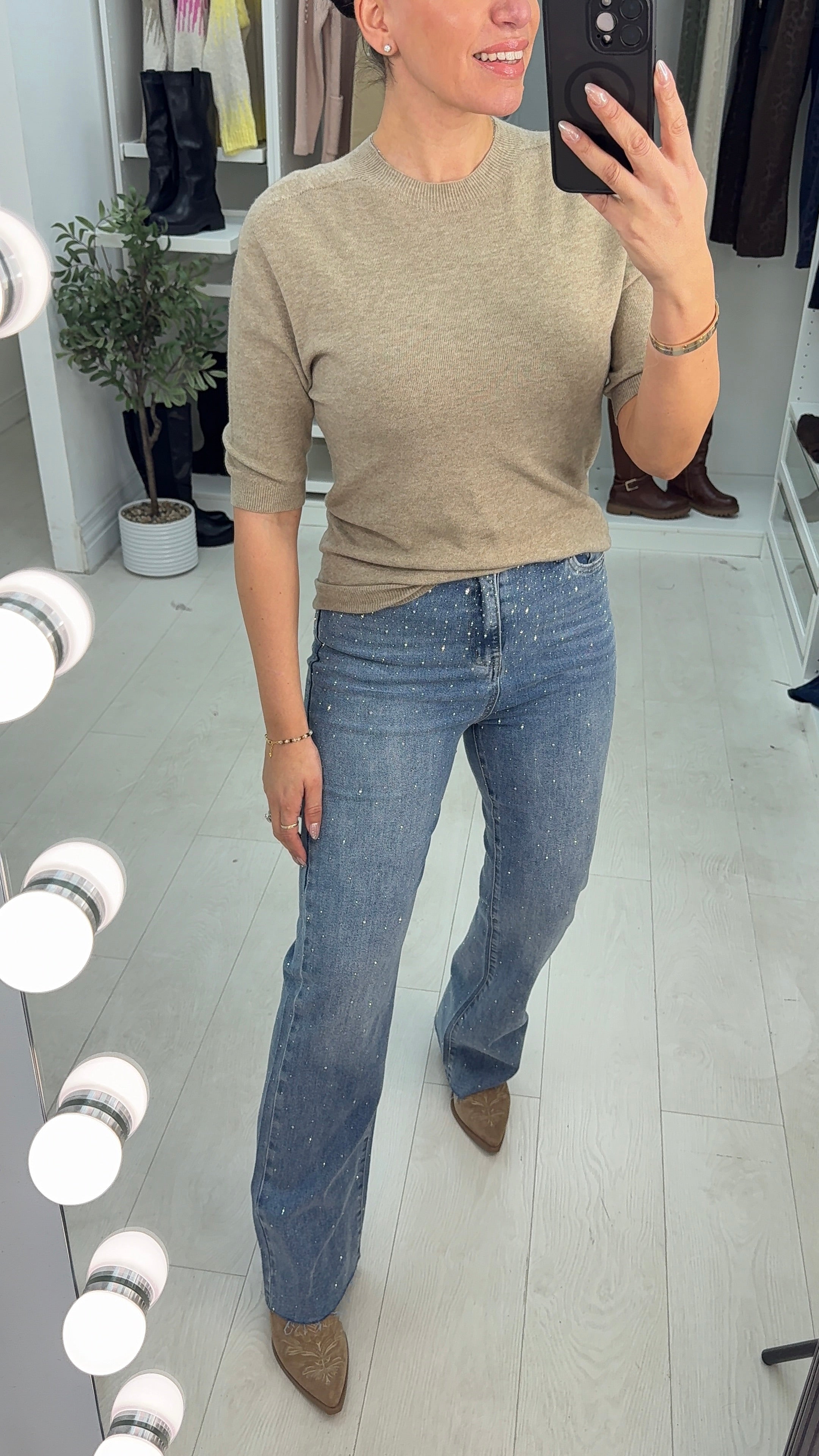 Rylie Diamante Detail Straight Leg Jeans