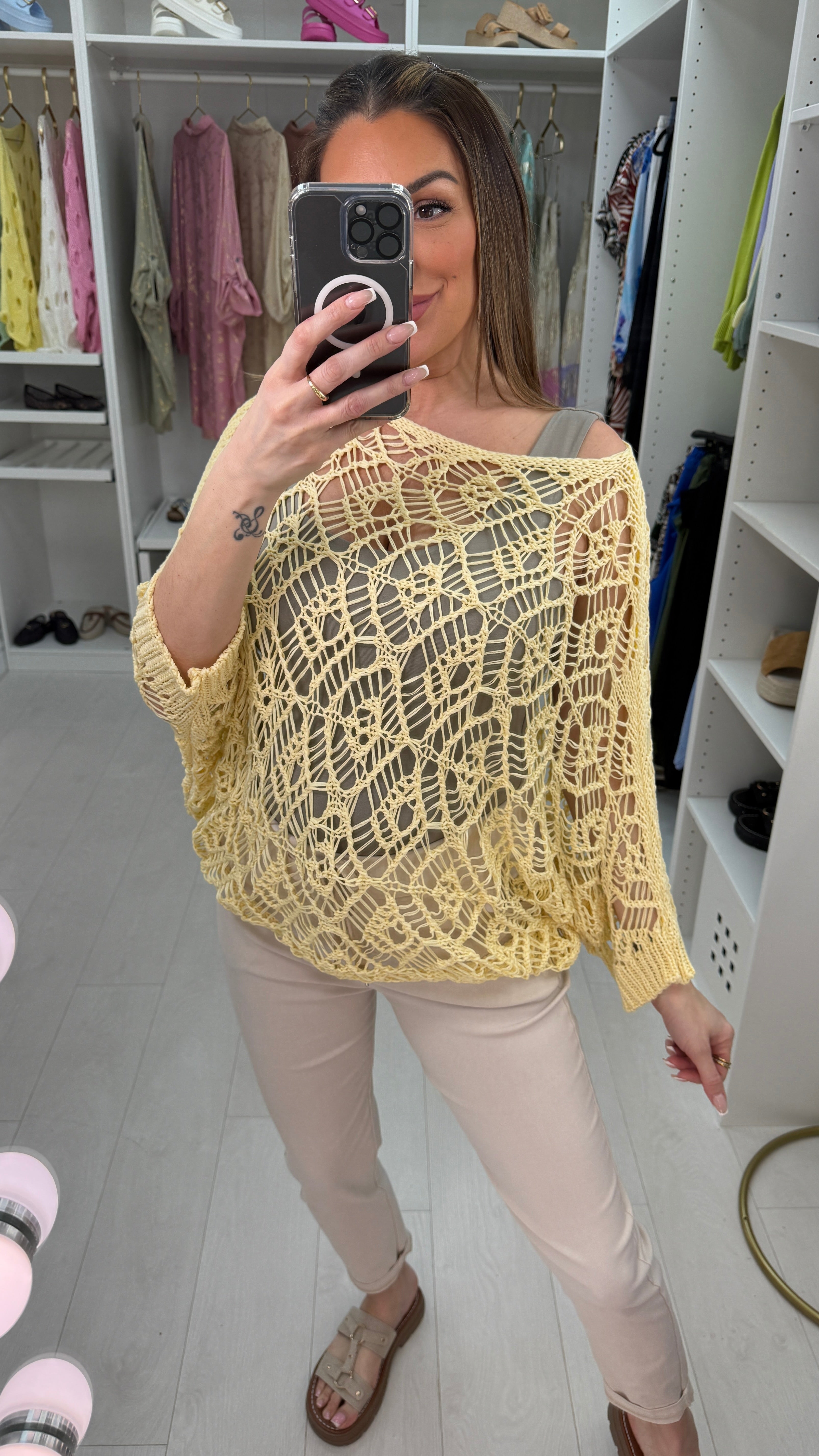 Sierra Plain Batwing Sleeve Crochet Top