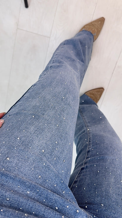 Rylie Diamante Detail Straight Leg Jeans