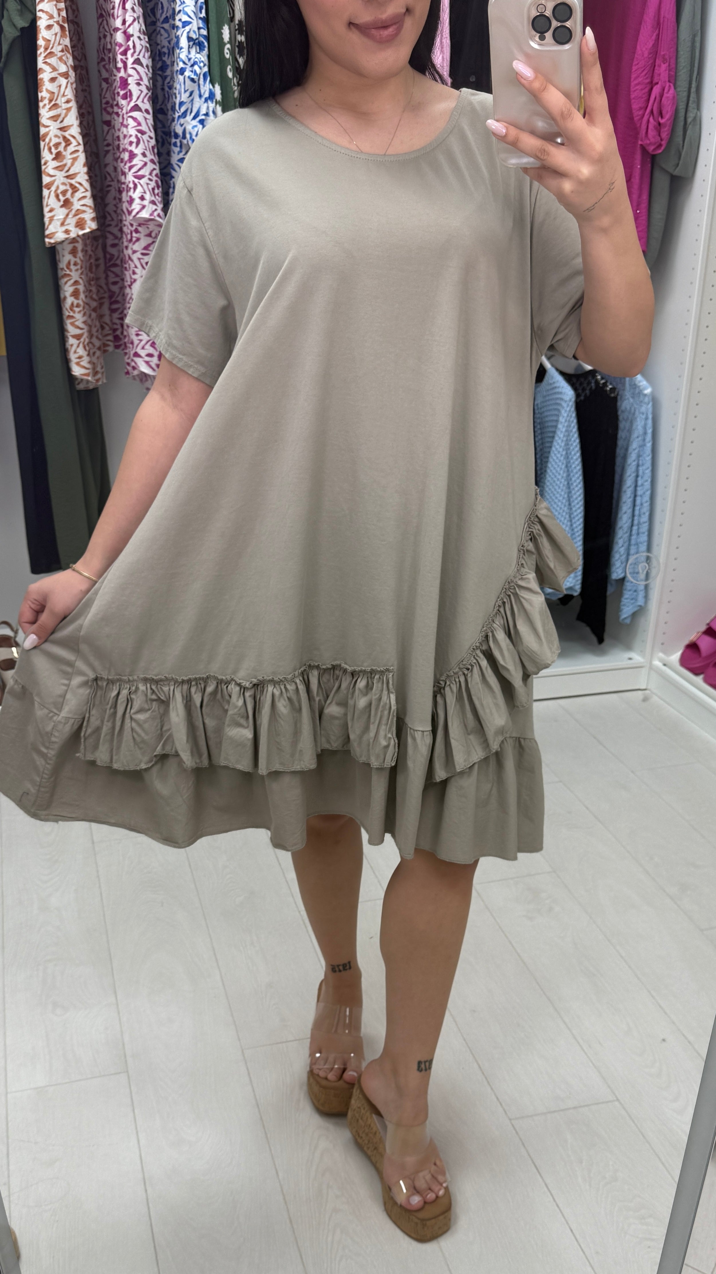 Emila Oversized Frill Ruffle Jersey Dress