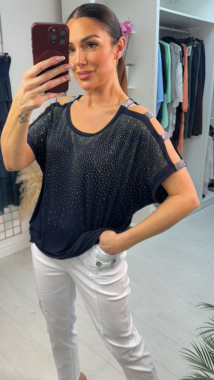 Eliana Thin Silver Studded T-shirt
