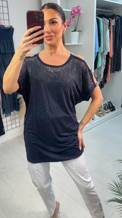 Eliana Thin Silver Studded T-shirt