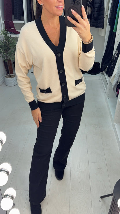 Shivani Colour Block Hem Cardigan