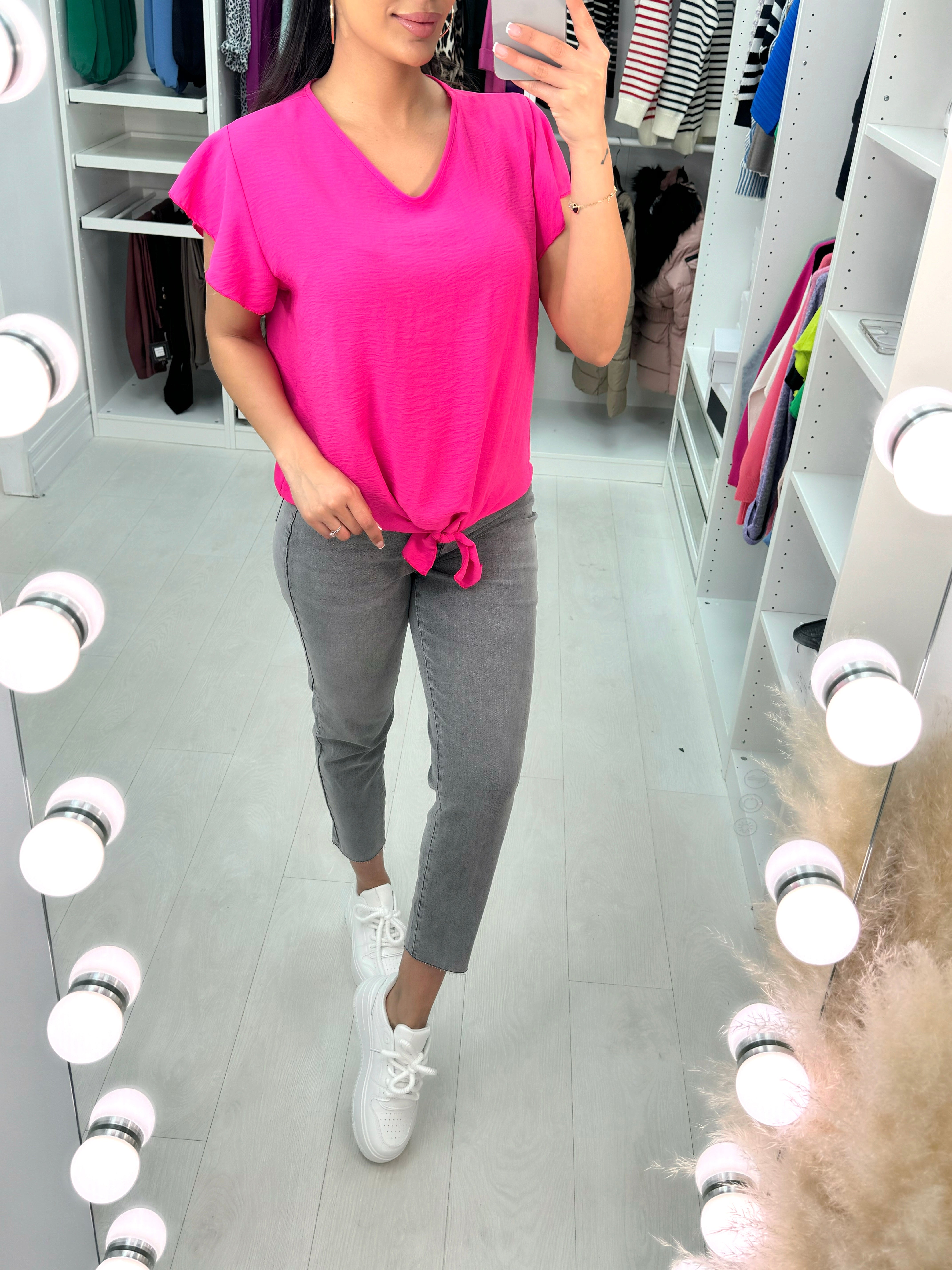 Harmony Tie Front Knit Detail Top