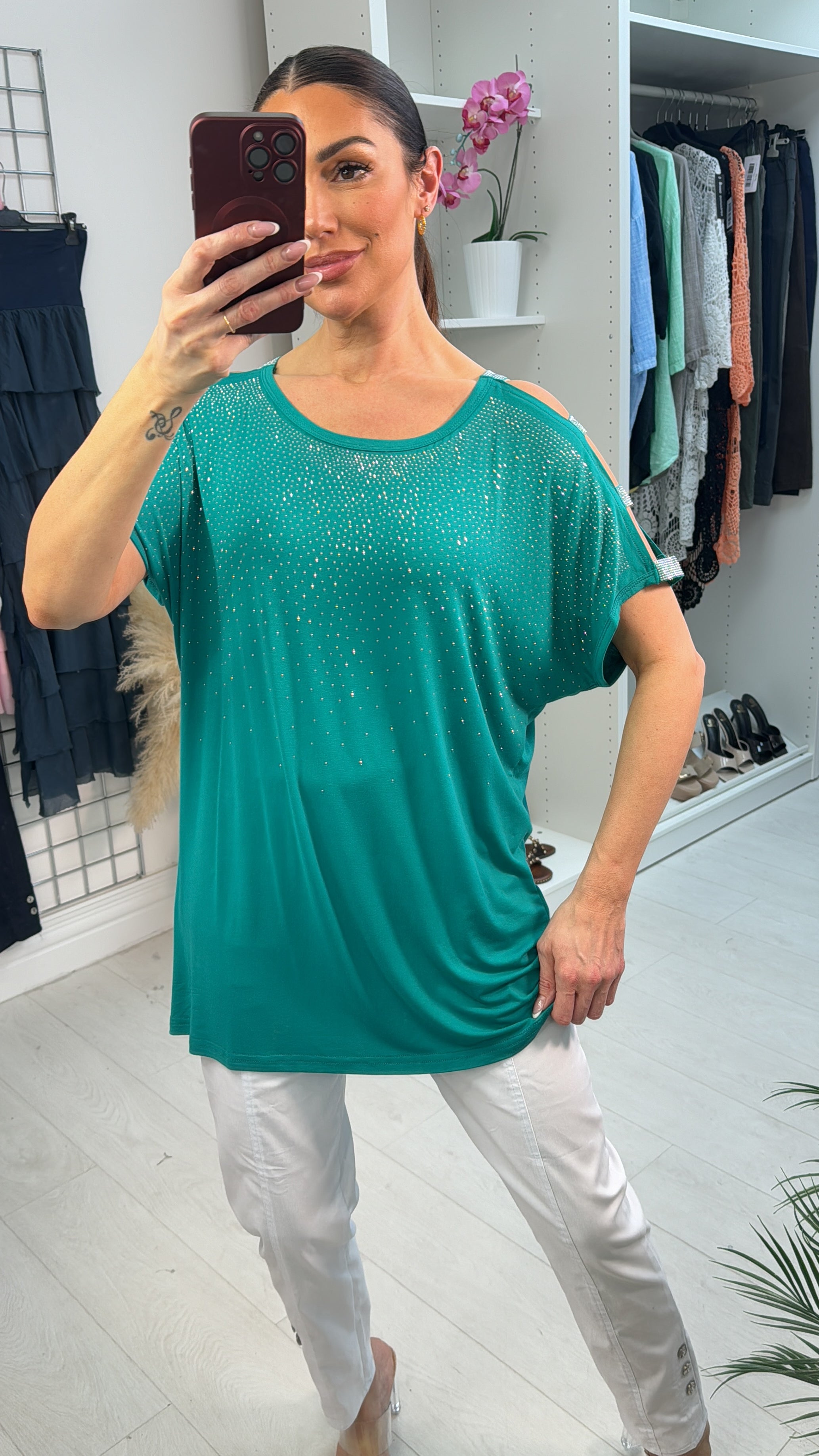 Eliana Thin Silver Studded T-shirt