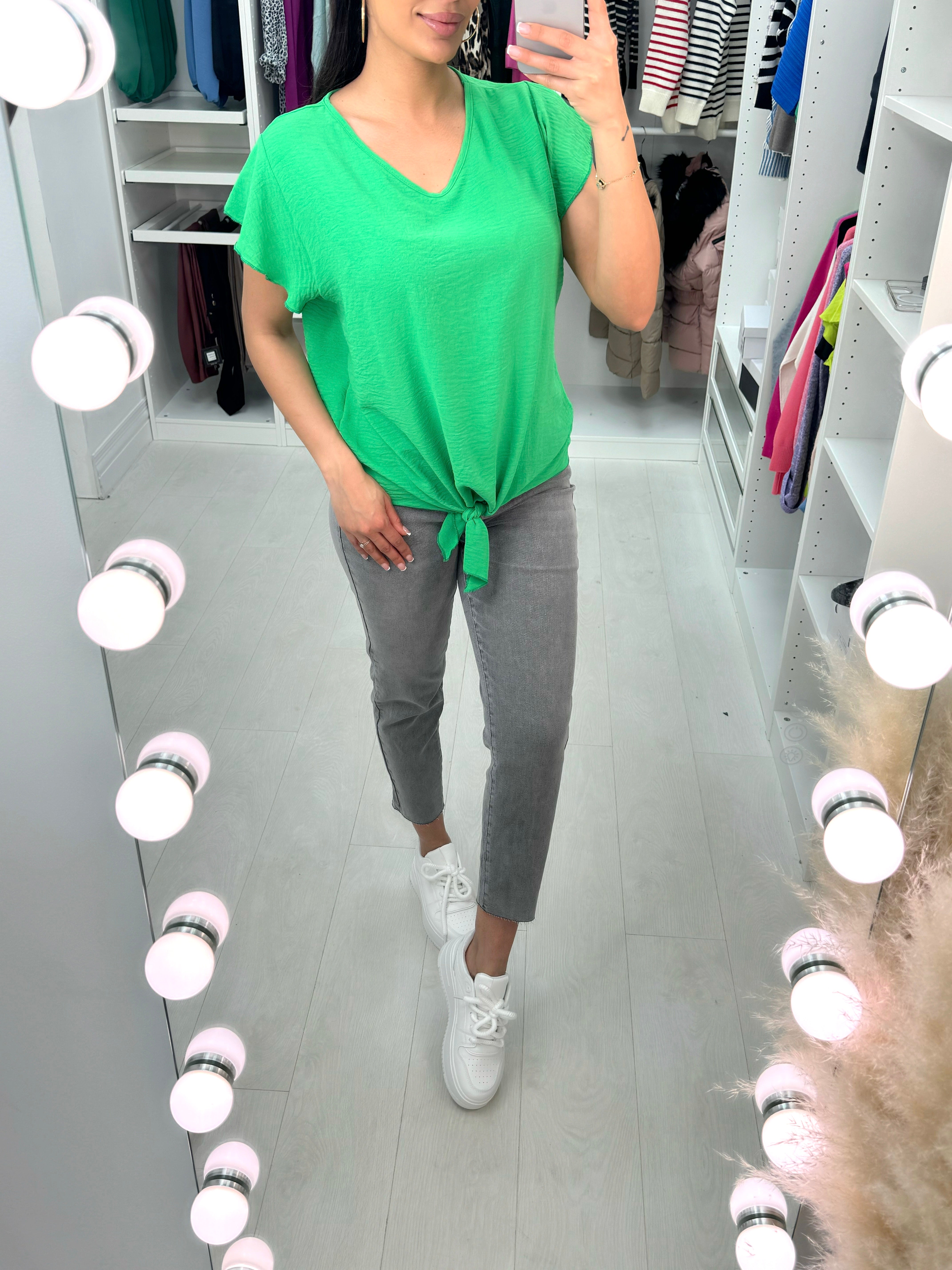 Harmony Tie Front Knit Detail Top