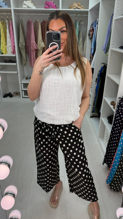 Judie Polka Dot Belted Wide Leg Culottes
