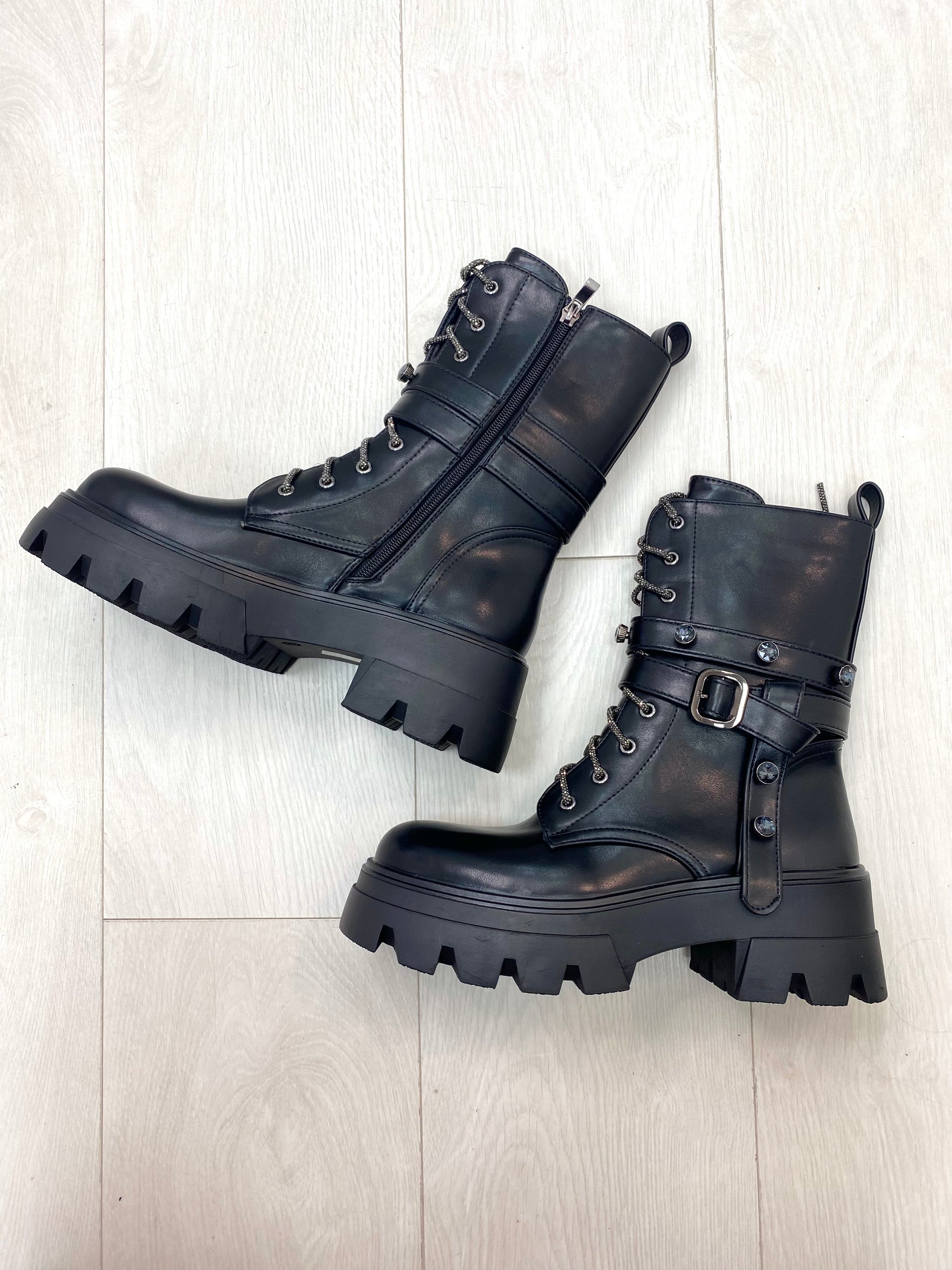 Jewelled biker boots on sale