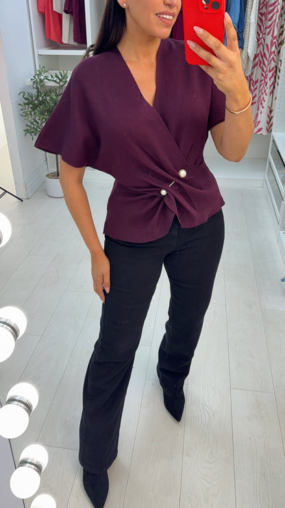 Pixie Pearl Detail Batwing Knit Top