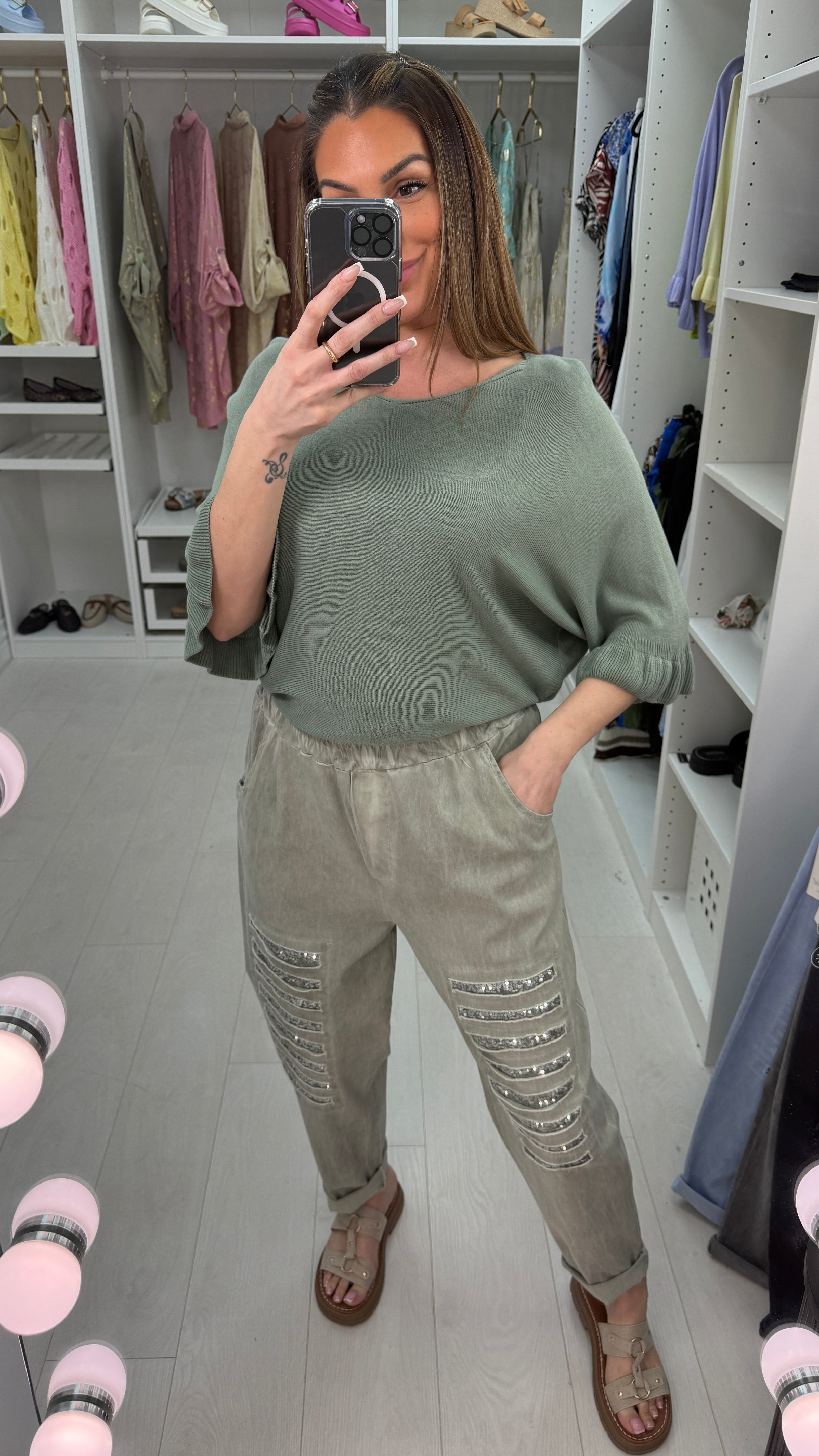 Zuma Ripped Sequin Detail Joggers