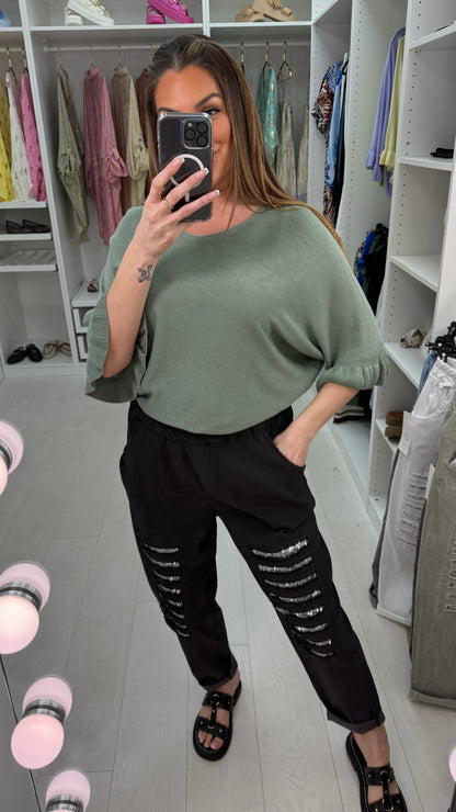 Zuma Ripped Sequin Detail Joggers