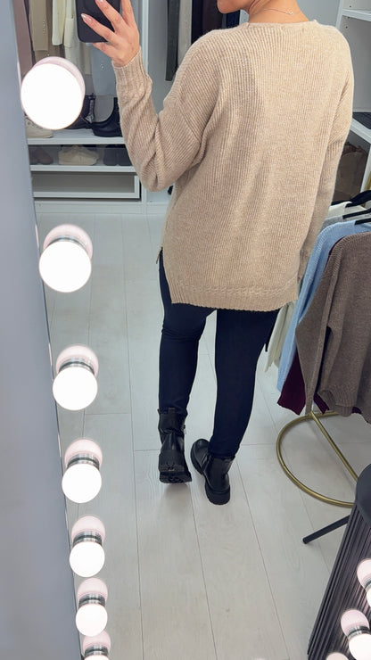 Elaina Super Soft Plain V Neck Jumper