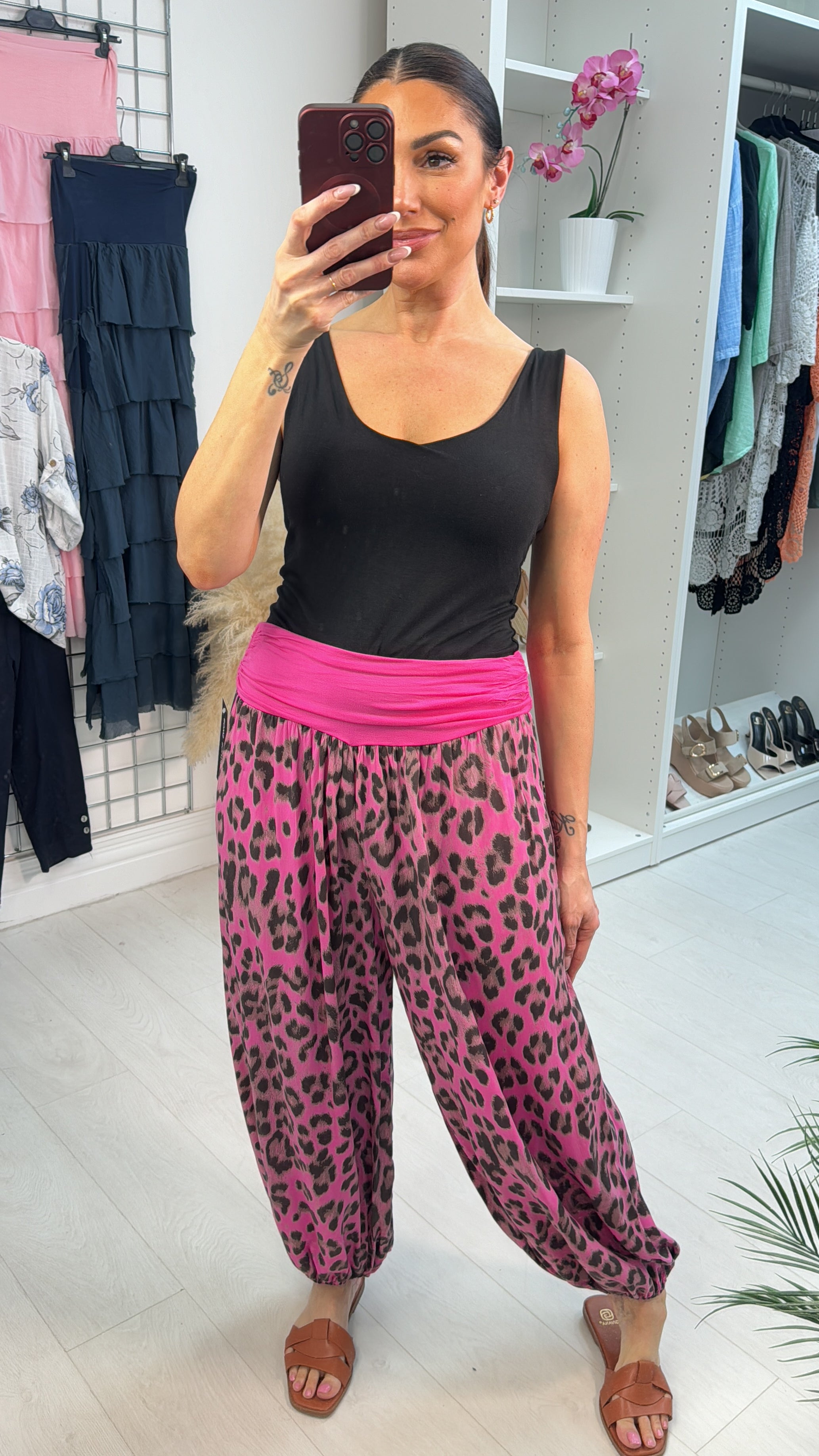 Cassey Leopard Print Elasticated Waist Harem Trousers