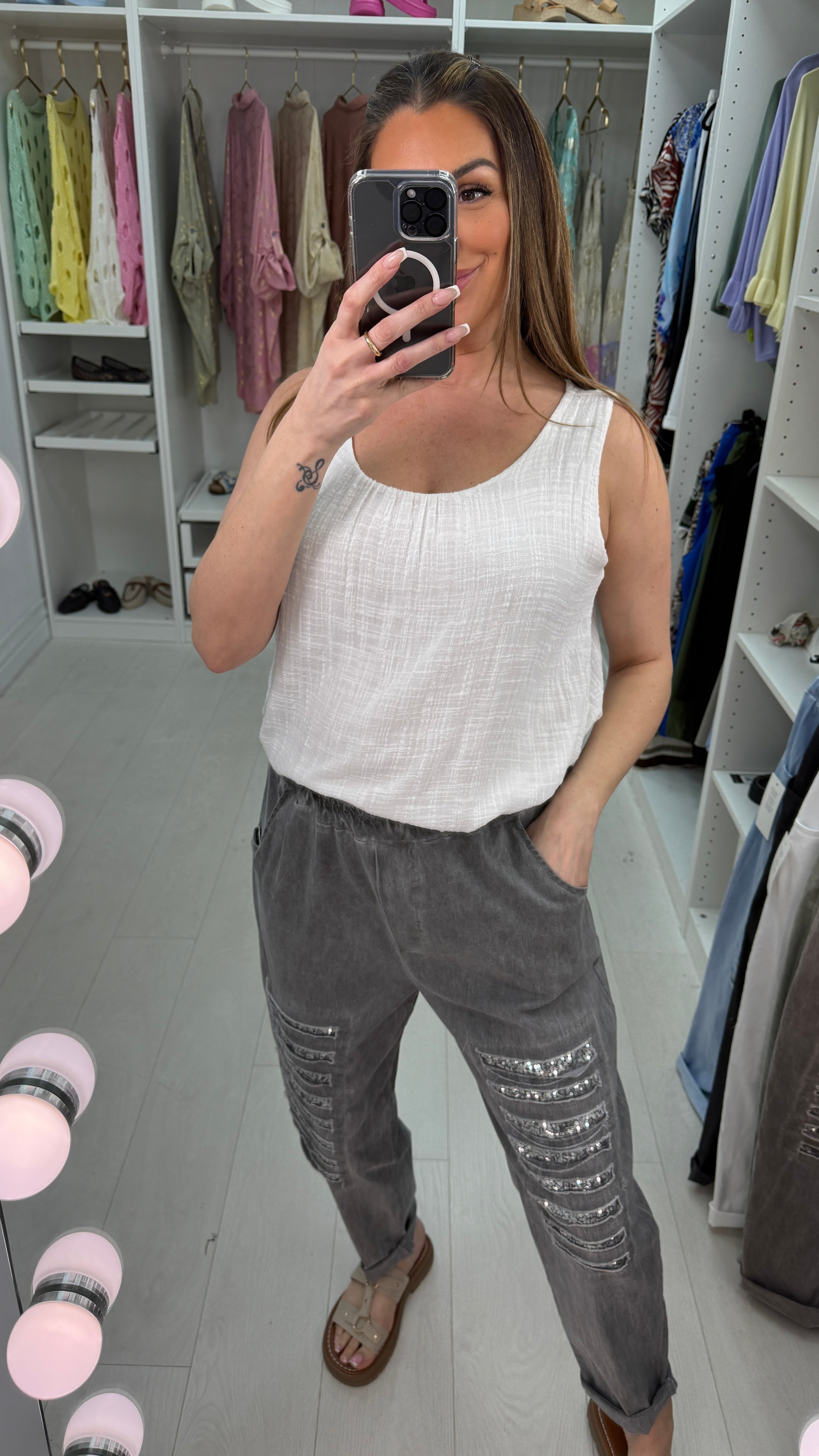 Zuma Ripped Sequin Detail Joggers