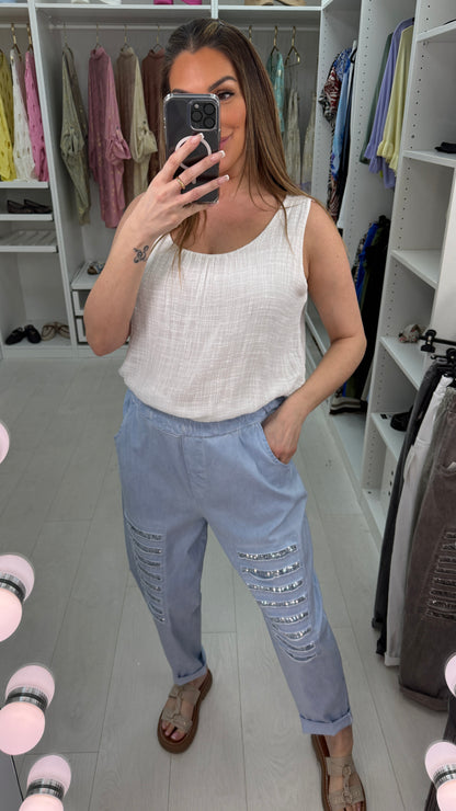 Zuma Ripped Sequin Detail Joggers