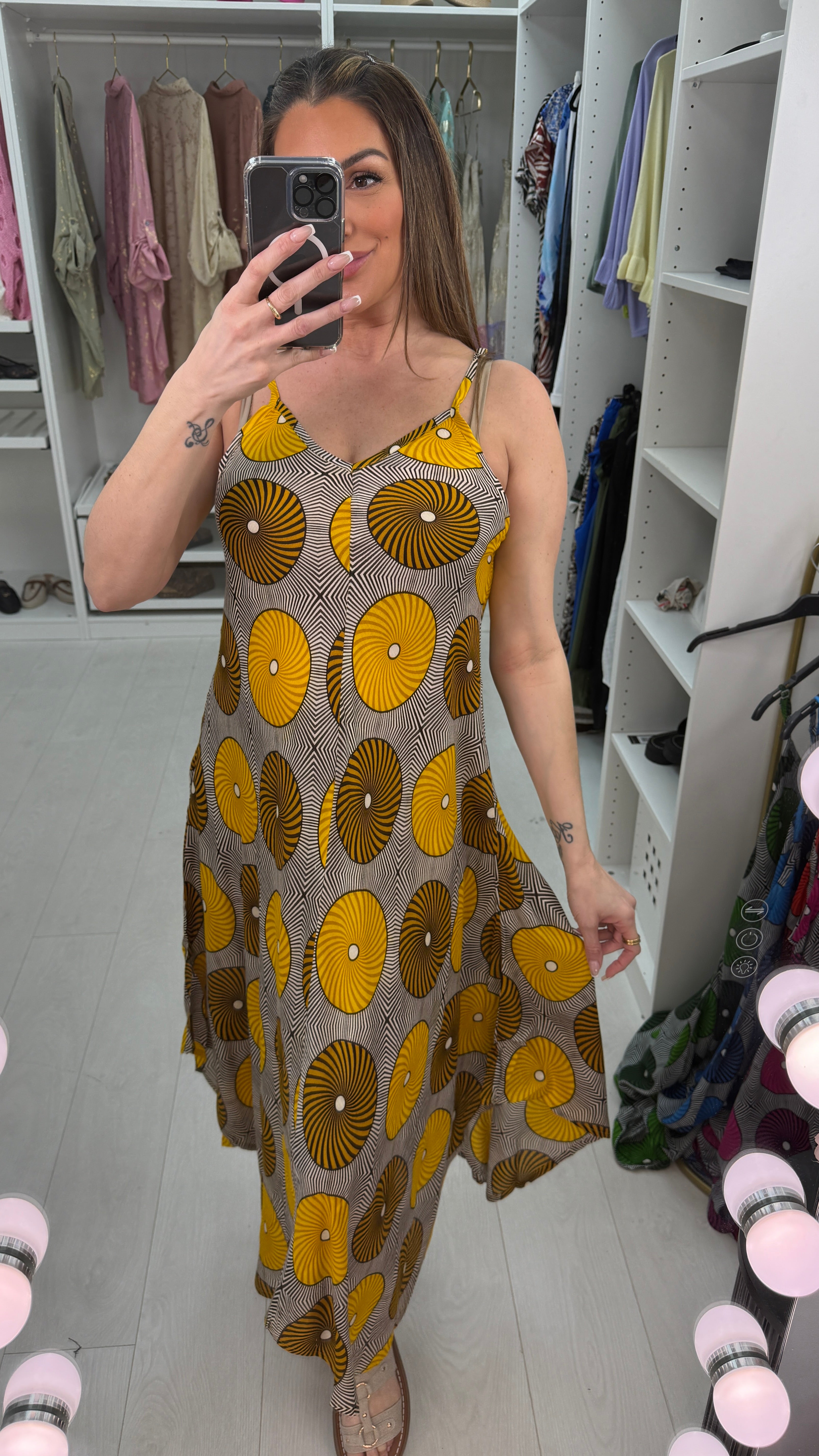 Dina Abstract Stappy Loose Fit Asymmetric Dress