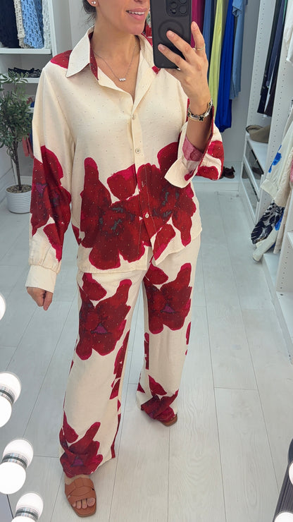 Tonya Embellished Floral Watercolour Print Co-Ord Set