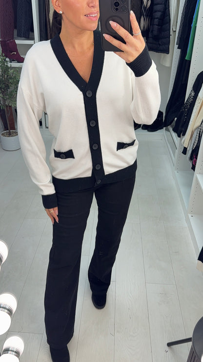 Shivani Colour Block Hem Cardigan