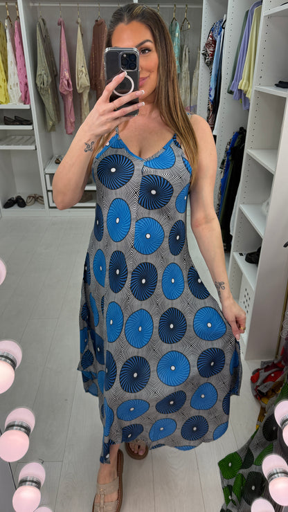 Dina Abstract Stappy Loose Fit Asymmetric Dress