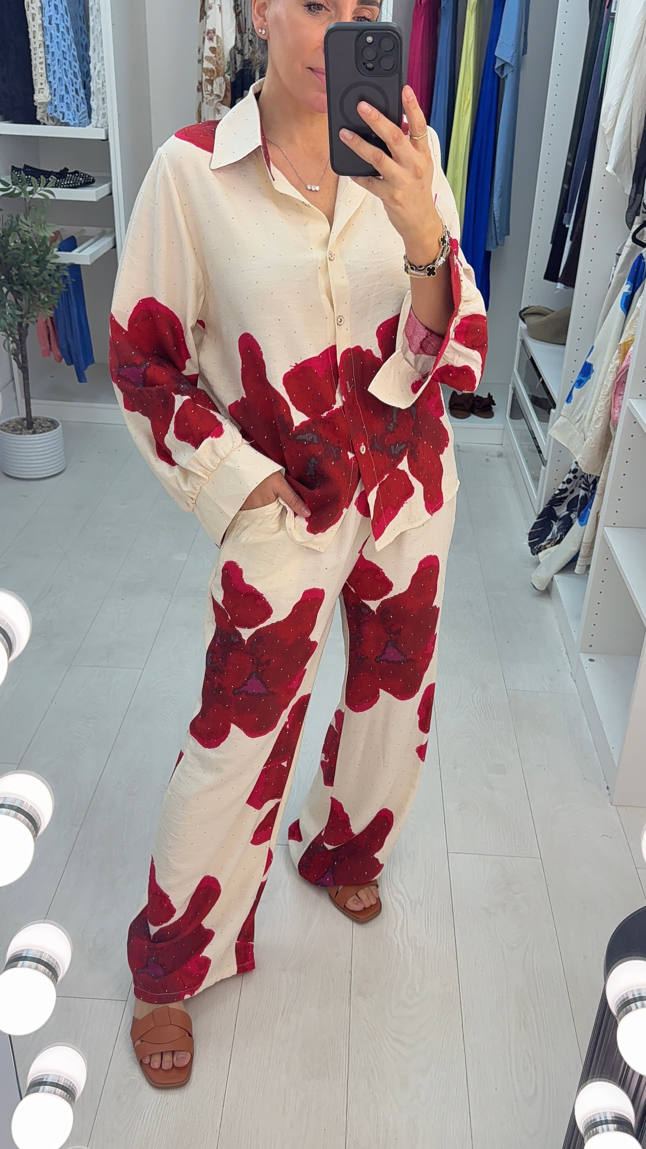 Tonya Embellished Floral Watercolour Print Co-Ord Set