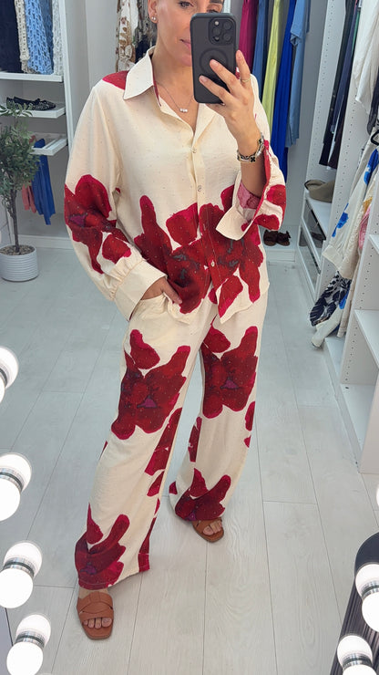 Tonya Embellished Floral Watercolour Print Co-Ord Set