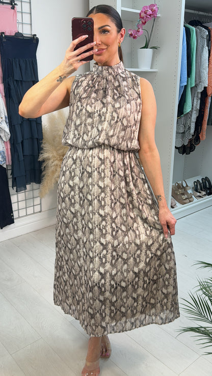 Kristin Embellished Snake Print Maxi Dress
