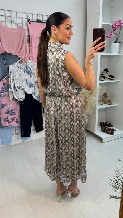 Kristin Embellished Snake Print Maxi Dress