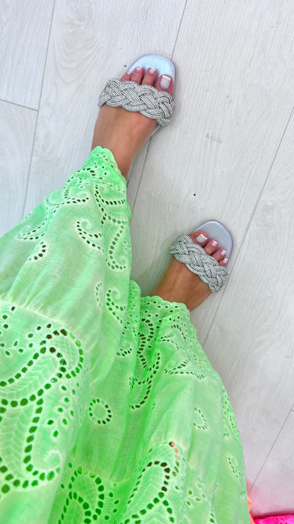 Prescott Diamante Plait Sliders