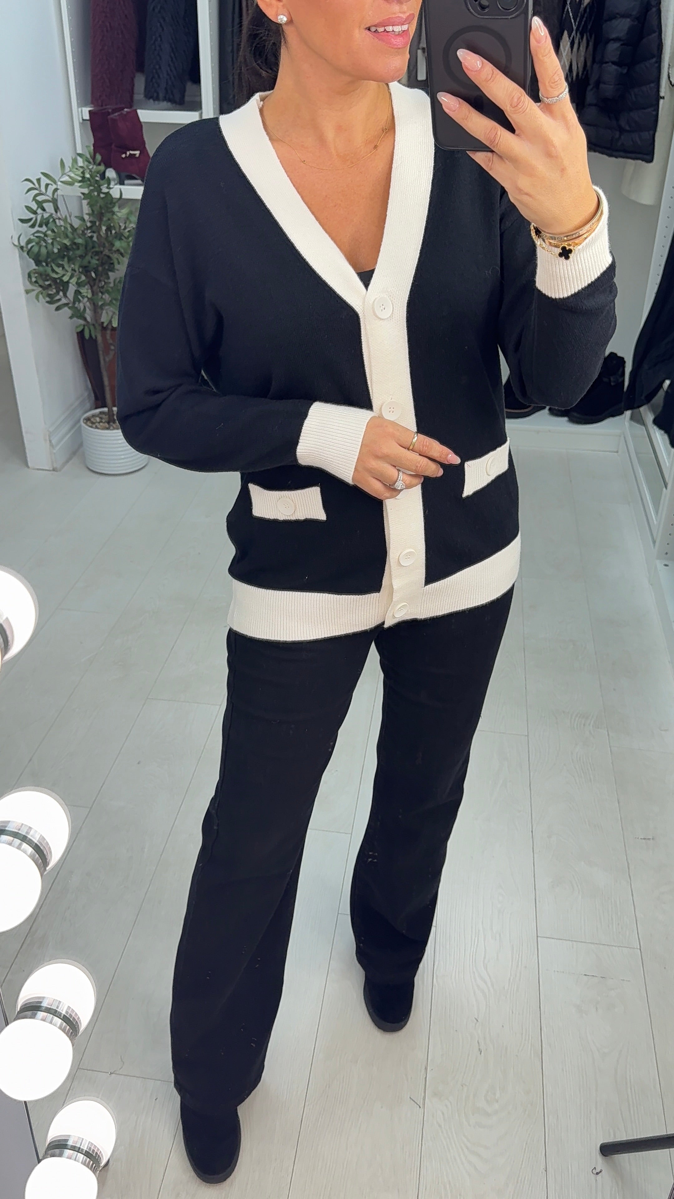 Shivani Colour Block Hem Cardigan