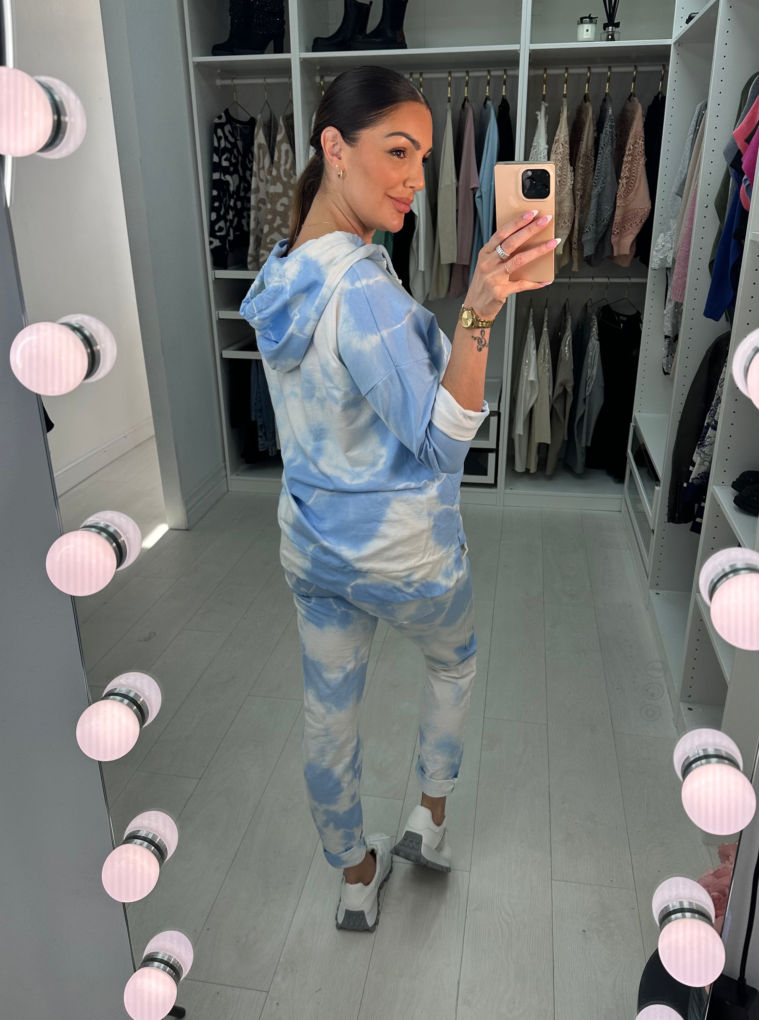 Renise Oversized Tie Dye Hooded Loungewear Set