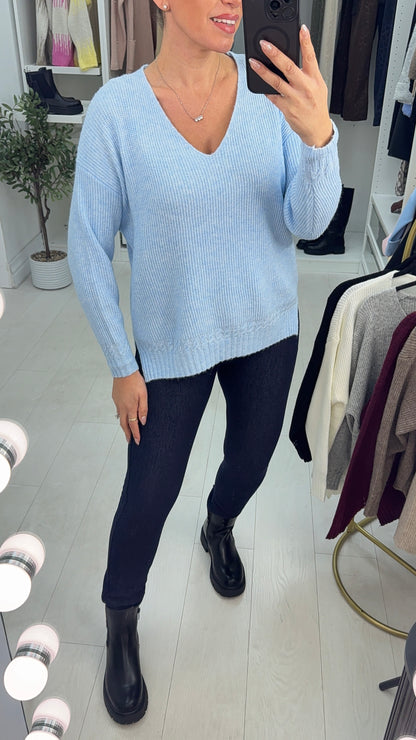Elaina Super Soft Plain V Neck Jumper
