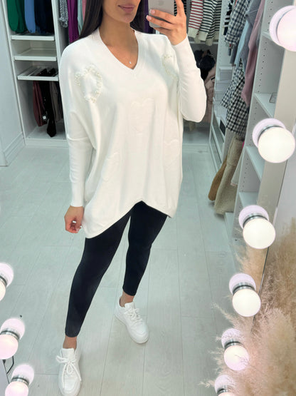 Yvette Pearl Heart Detail Jumper