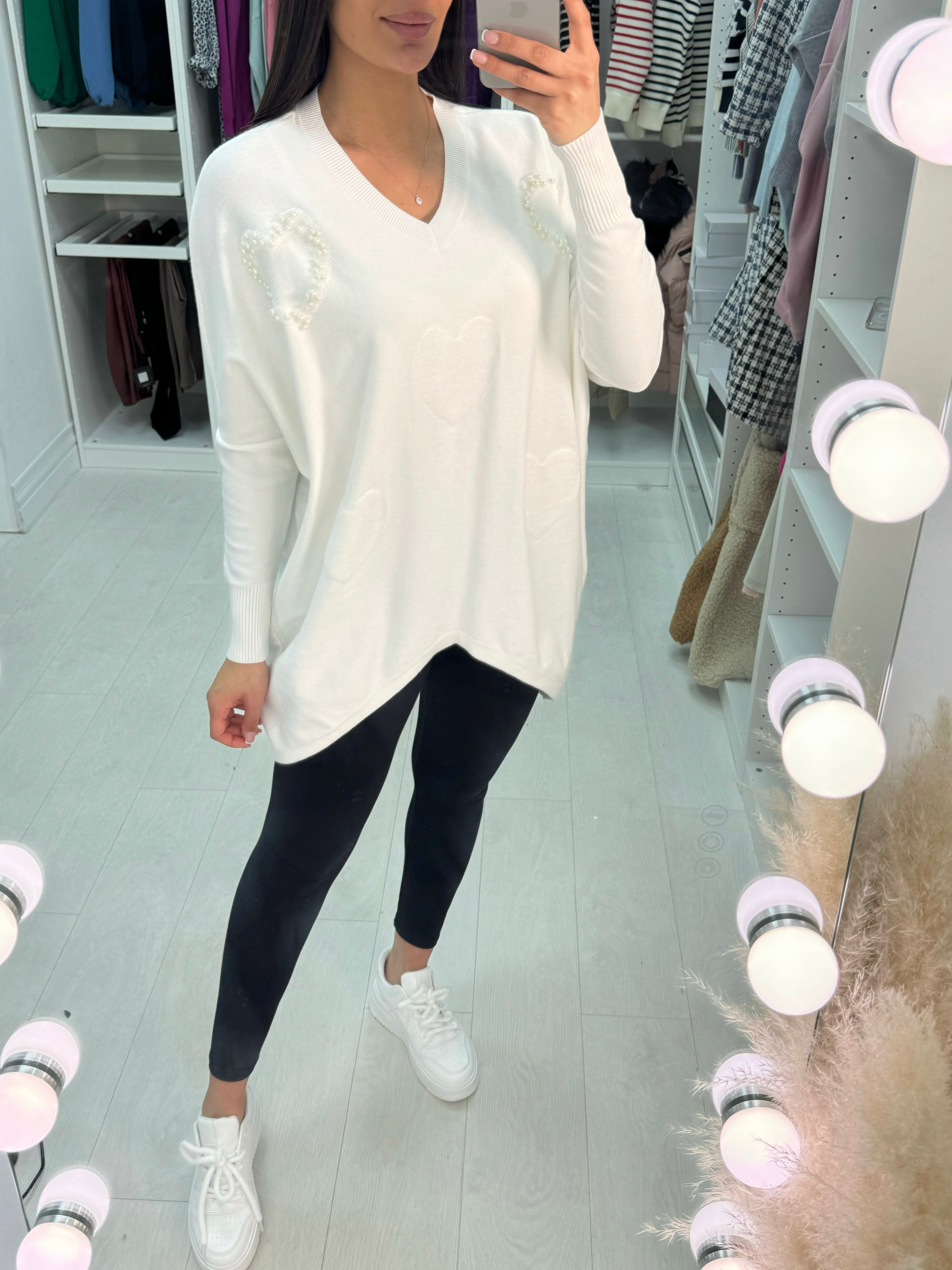 Yvette Pearl Heart Detail Jumper