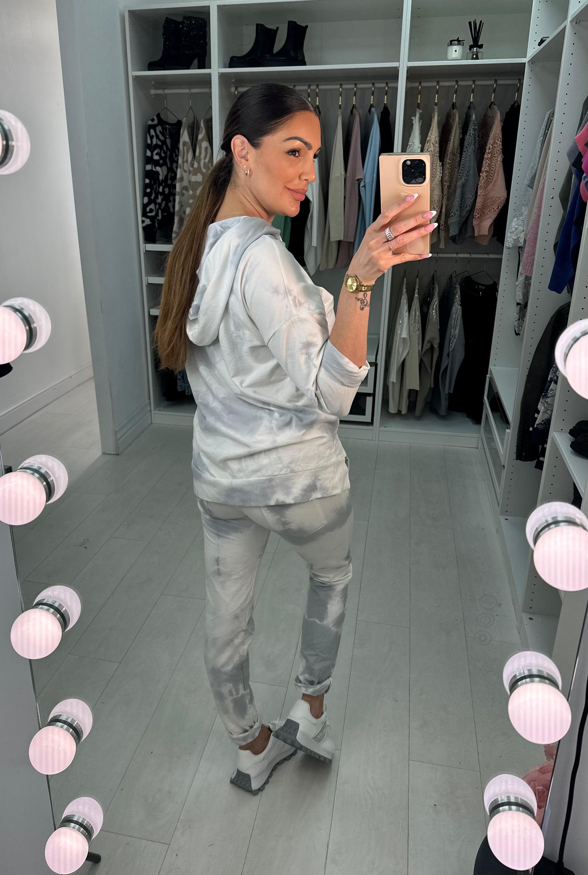 Renise Oversized Tie Dye Hooded Loungewear Set