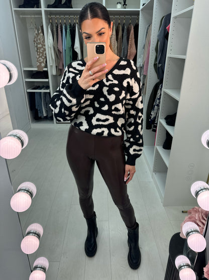 Keats Chocolate Faux Leather Look Leggings