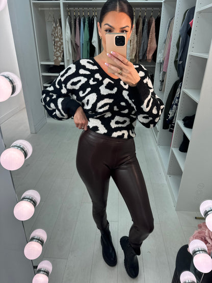 Keats Chocolate Faux Leather Look Leggings