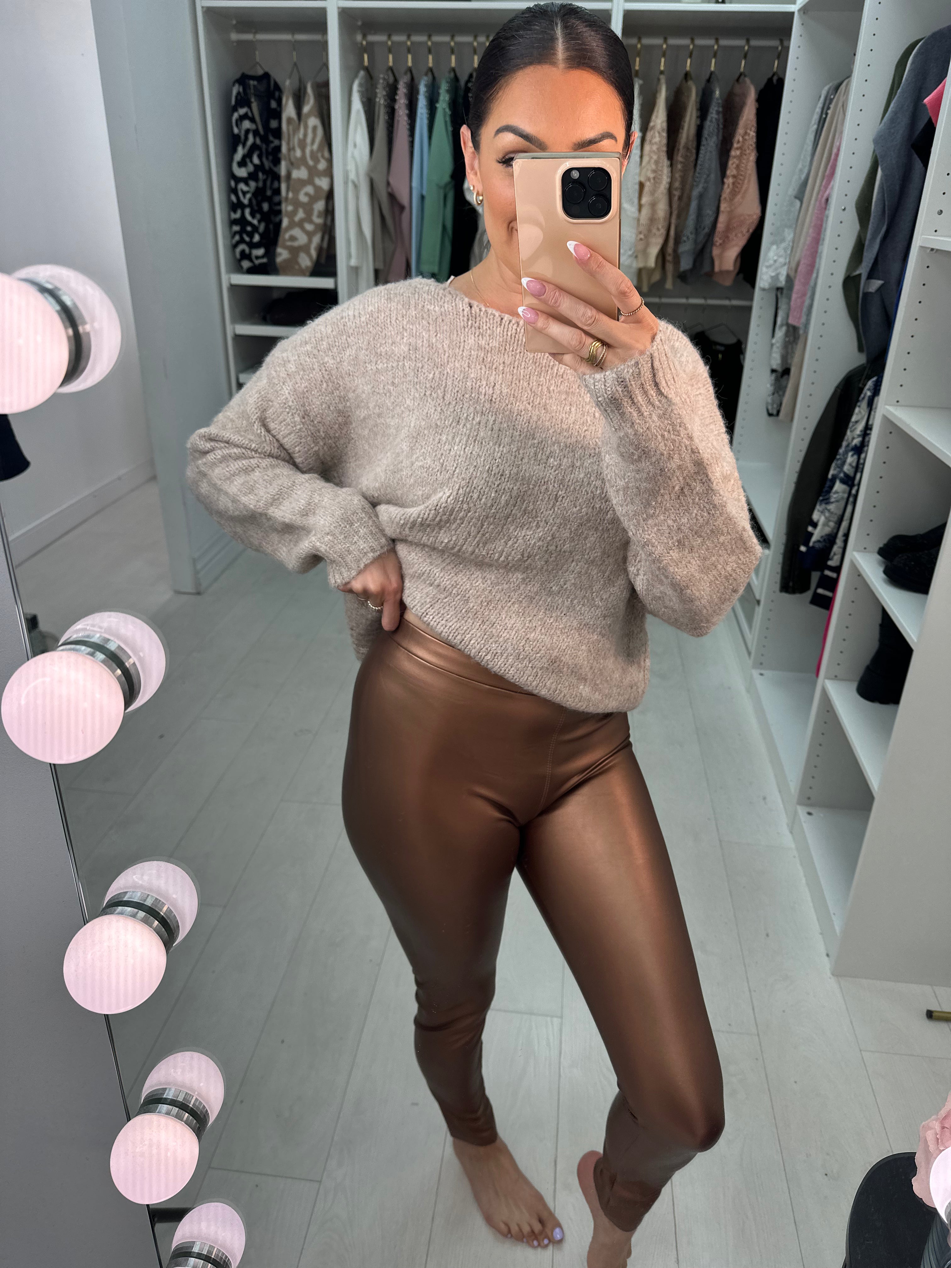 Keats Rust Faux Leather Look Leggings