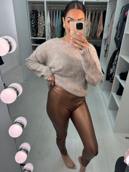 Keats Rust Faux Leather Look Leggings