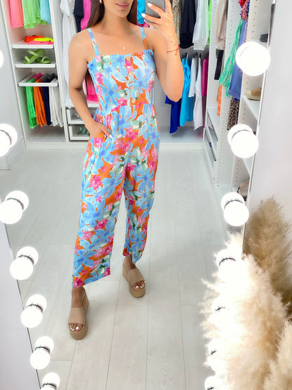 Izem Vibrant Floral Print Wide Leg Jumpsuit