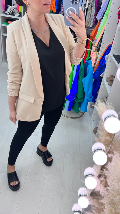 Chiquita Ruched 3/4 Sleeve Blazer