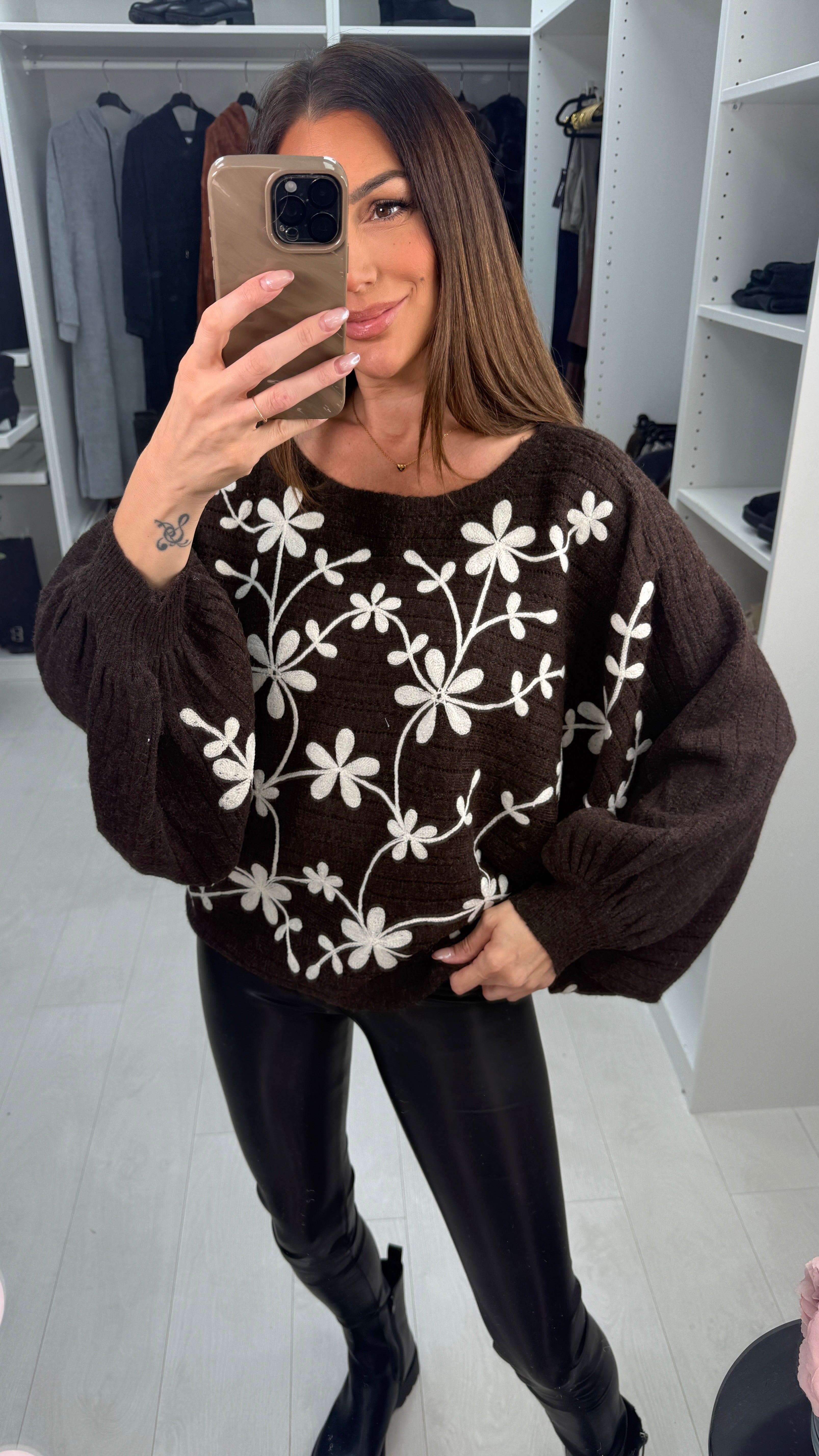 Willow Floral Pattern Ballon Sleeve Jumper