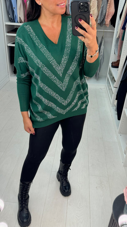 Lauren Embellished V Neck Jumper