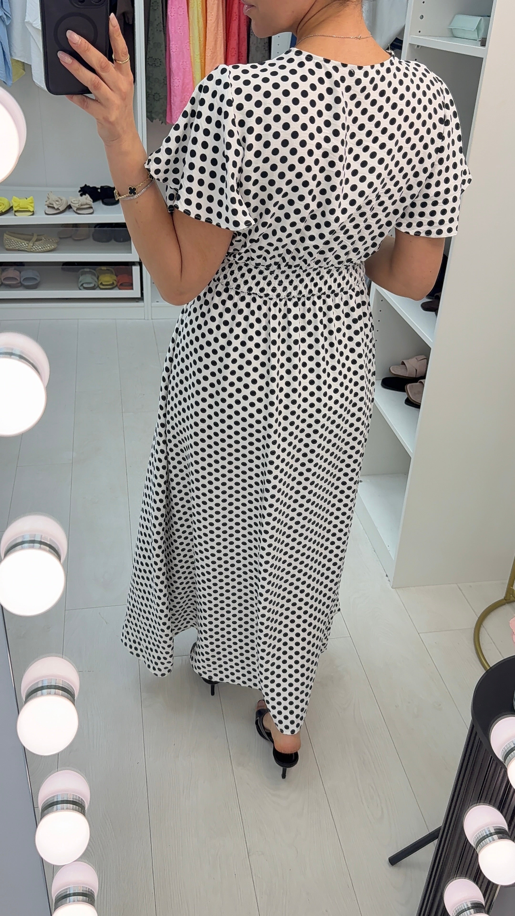 Pippi Polka Dot V Neck Floaty Maxi Dress