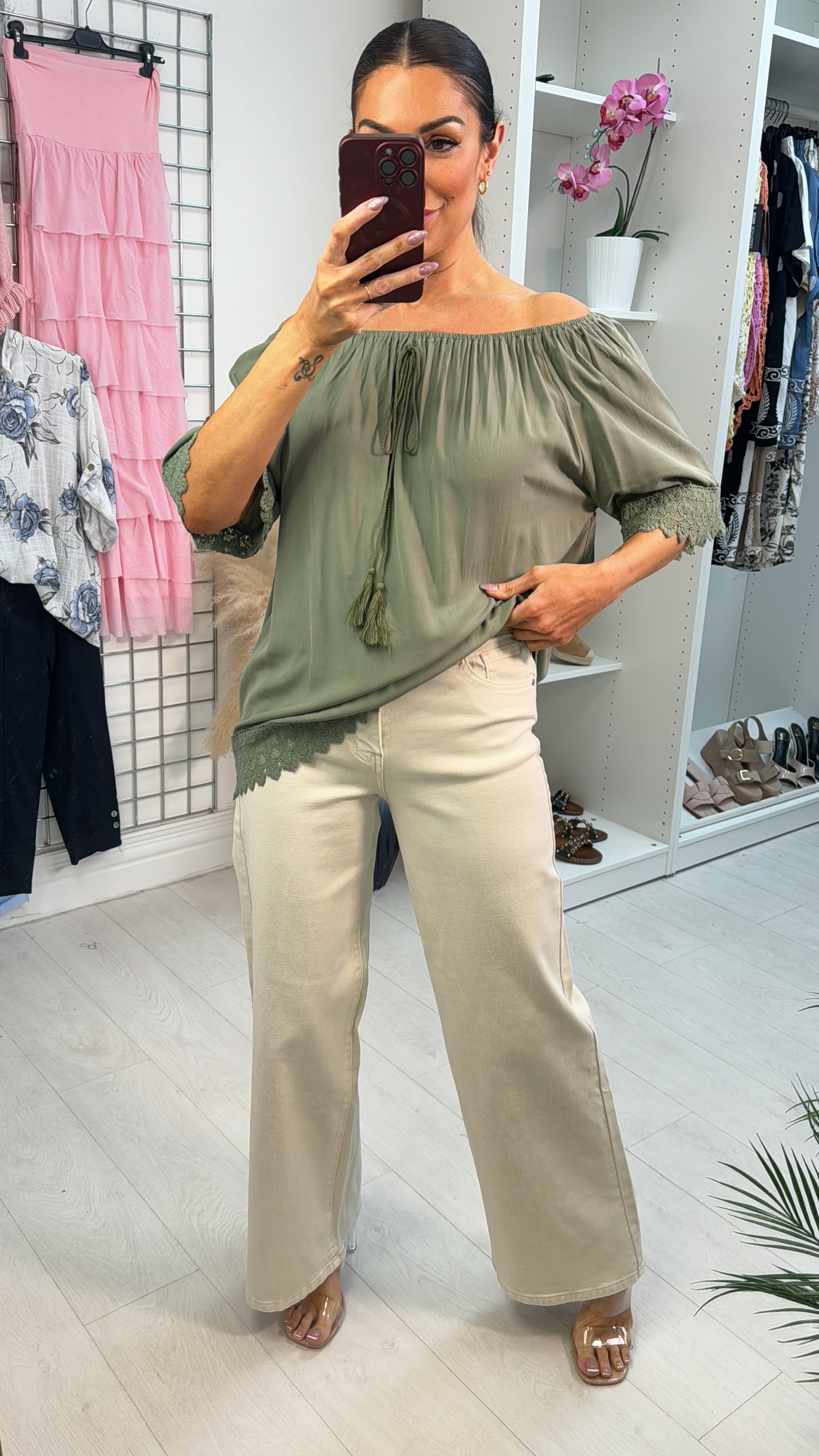 Karlotta Cream Wide Leg Jeans