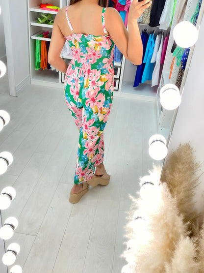 Izem Vibrant Floral Print Wide Leg Jumpsuit