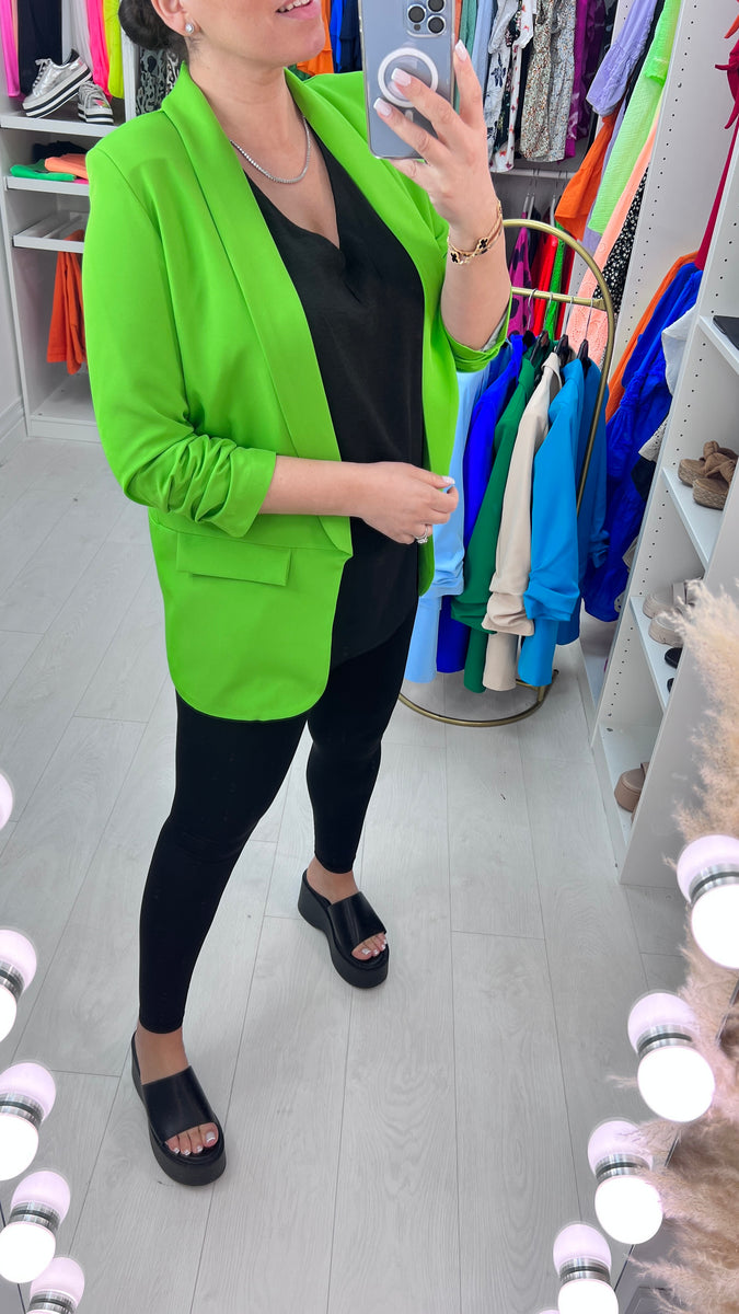 Lime green blazer outlet outfit